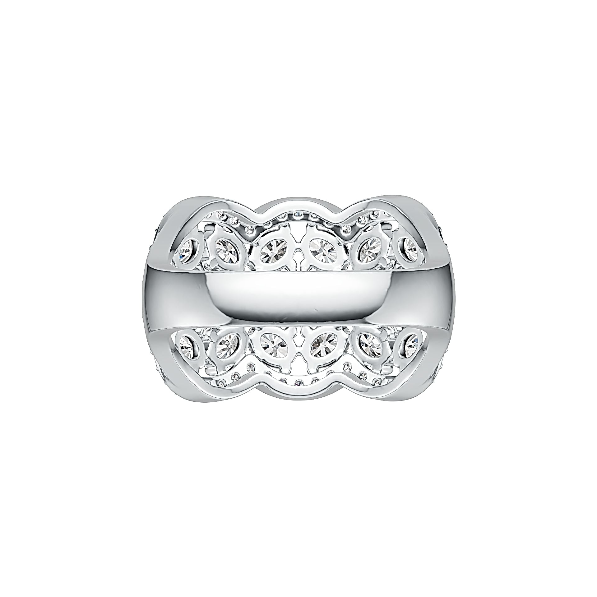 10K Gold Scalloped Cocktail Ring with White Topaz or Moissanite Moissanite Accent DHJ