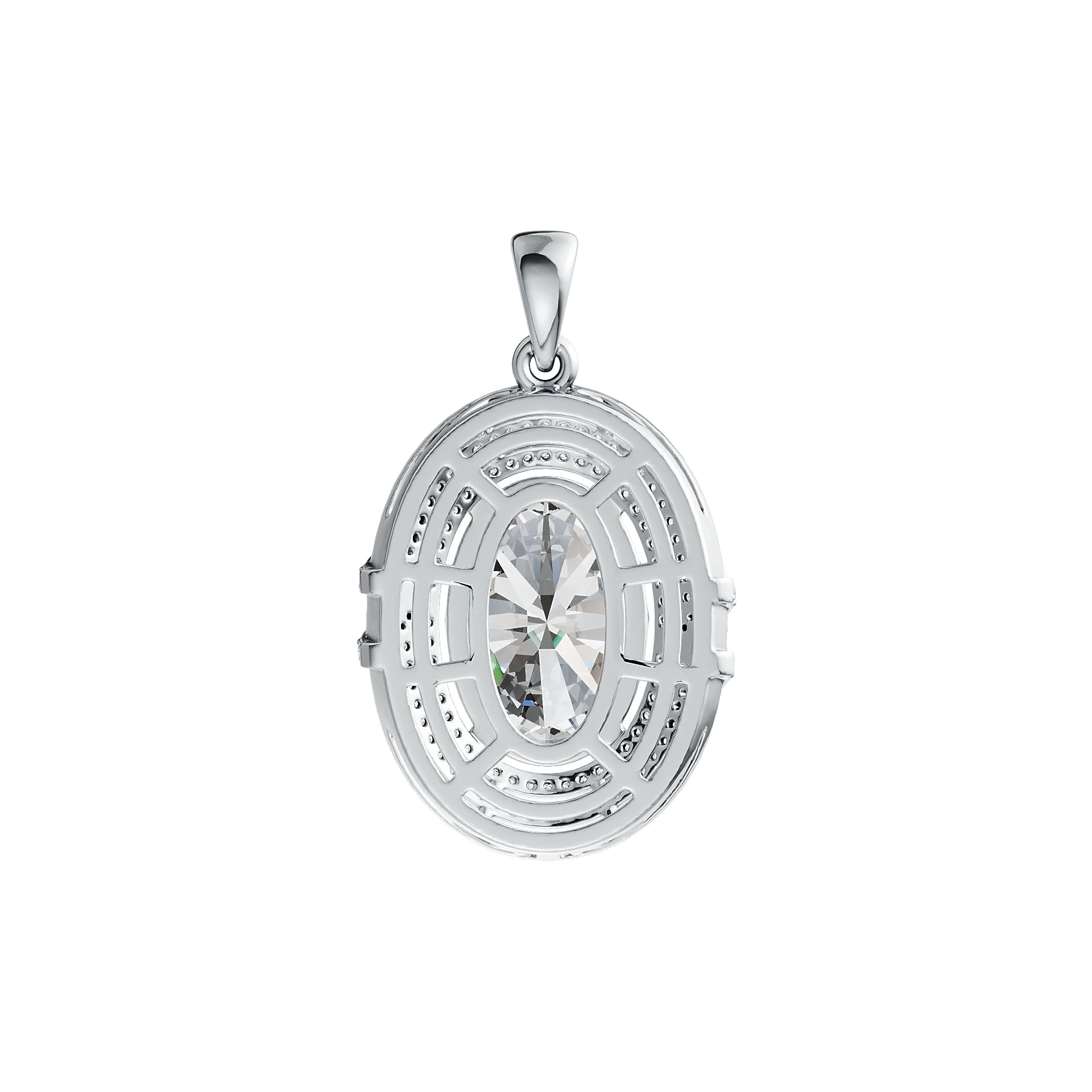 10K Gold Semi Mount Pendant Setting Oval OV 14X10mm Triple Halo Moissanite Accent DHJ