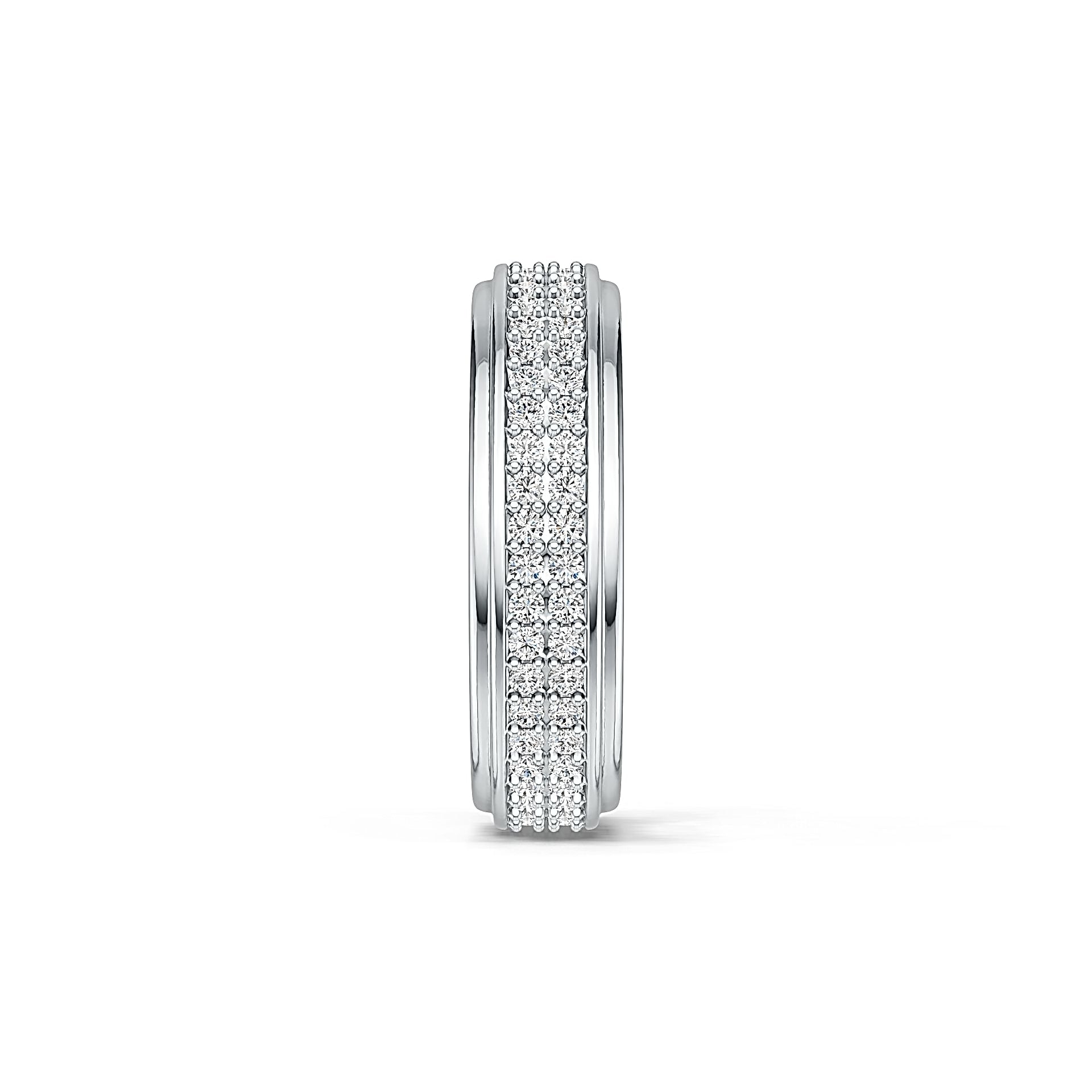Men's Platinum Pave Band Ring with White Topaz or Moissanite Diamond Accent DHJ