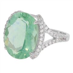 14K Gold Semi Mount Ring Setting Oval OV 16X12mm with White Topaz Diamond Accent DHJ