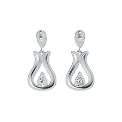 Sterling Silver Semi Mount Earrings Setting Pear PE 7X5mm Tulip Theme - Syzjewelry