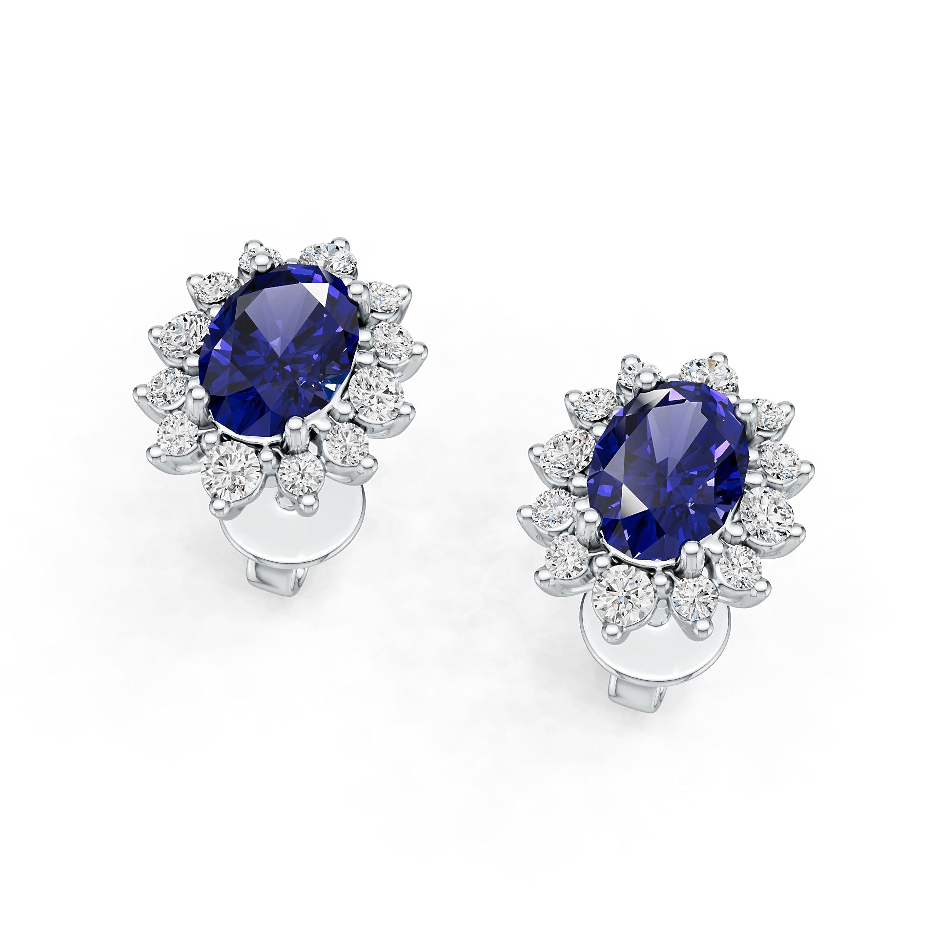 18K Gold Semi Mount Earrings Setting Oval Ov 7x5mm Diamond Accent Syz Jewelry