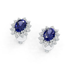 18K Gold Semi Mount Earrings Setting Oval Ov 7x5mm Diamond Accent Syz Jewelry