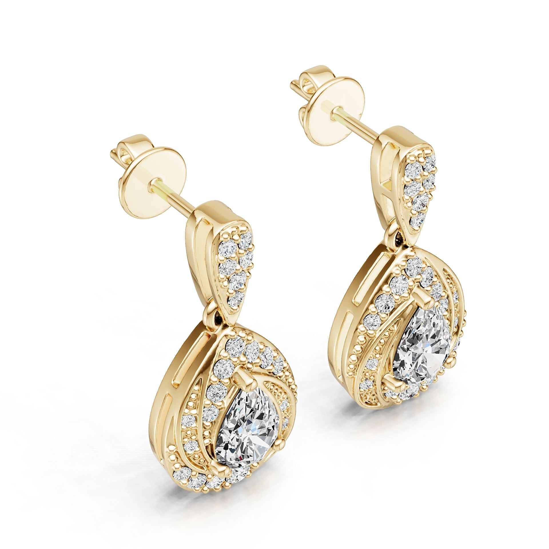 14K Gold Semi Mount Earrings Setting Pear Pe 5x5mm Diamond Accent Syz Jewelry