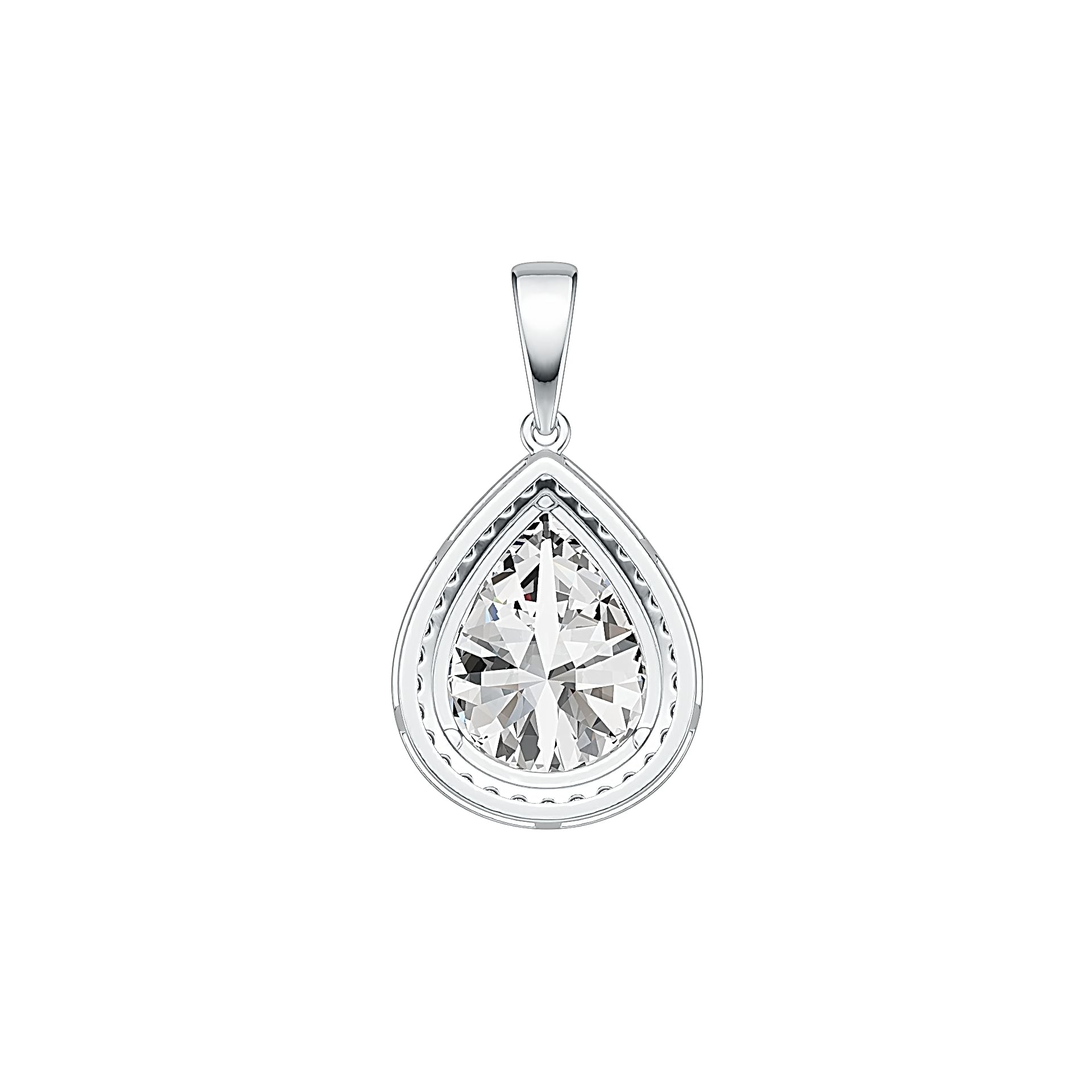10K Gold Semi Mount Pendant Setting Pear PE 12x8mm W/ White Topaz Syzjewelry