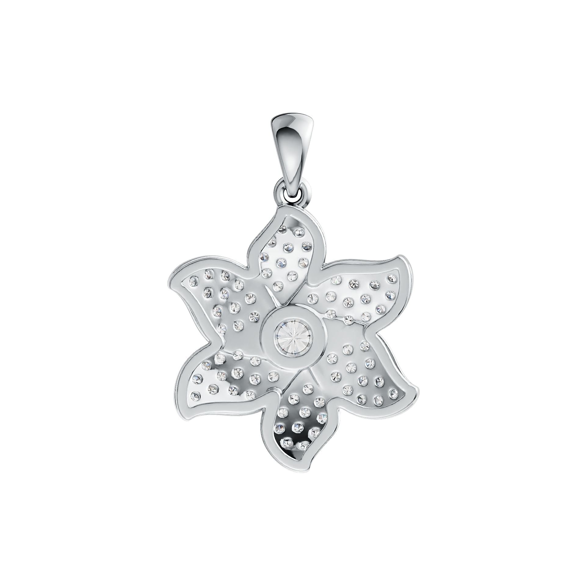 Sterling Silver Semi Mount Pendant Setting Round RD 4x4mm Flower Theme DHJ