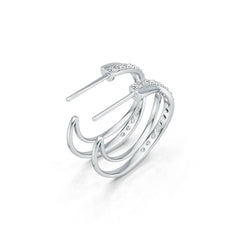 Platinum Earrings Open Hoop with White Topaz or Moissanite Diamond Accent DHJ