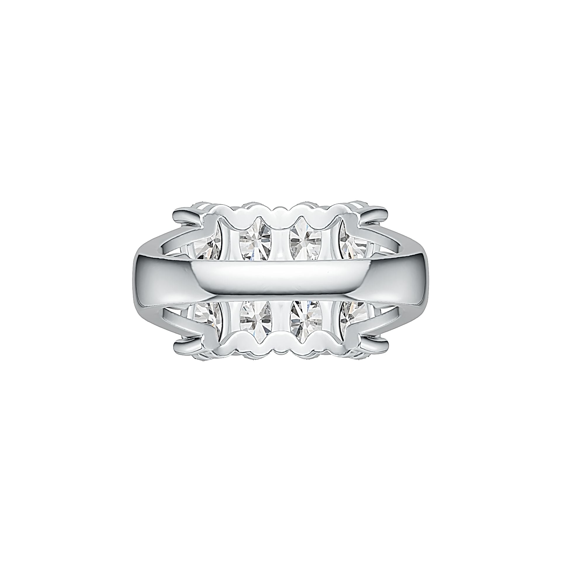 Platinum Semi Mount Ring Setting Oval OV 6X4mm with White Topaz Diamond Accent DHJ