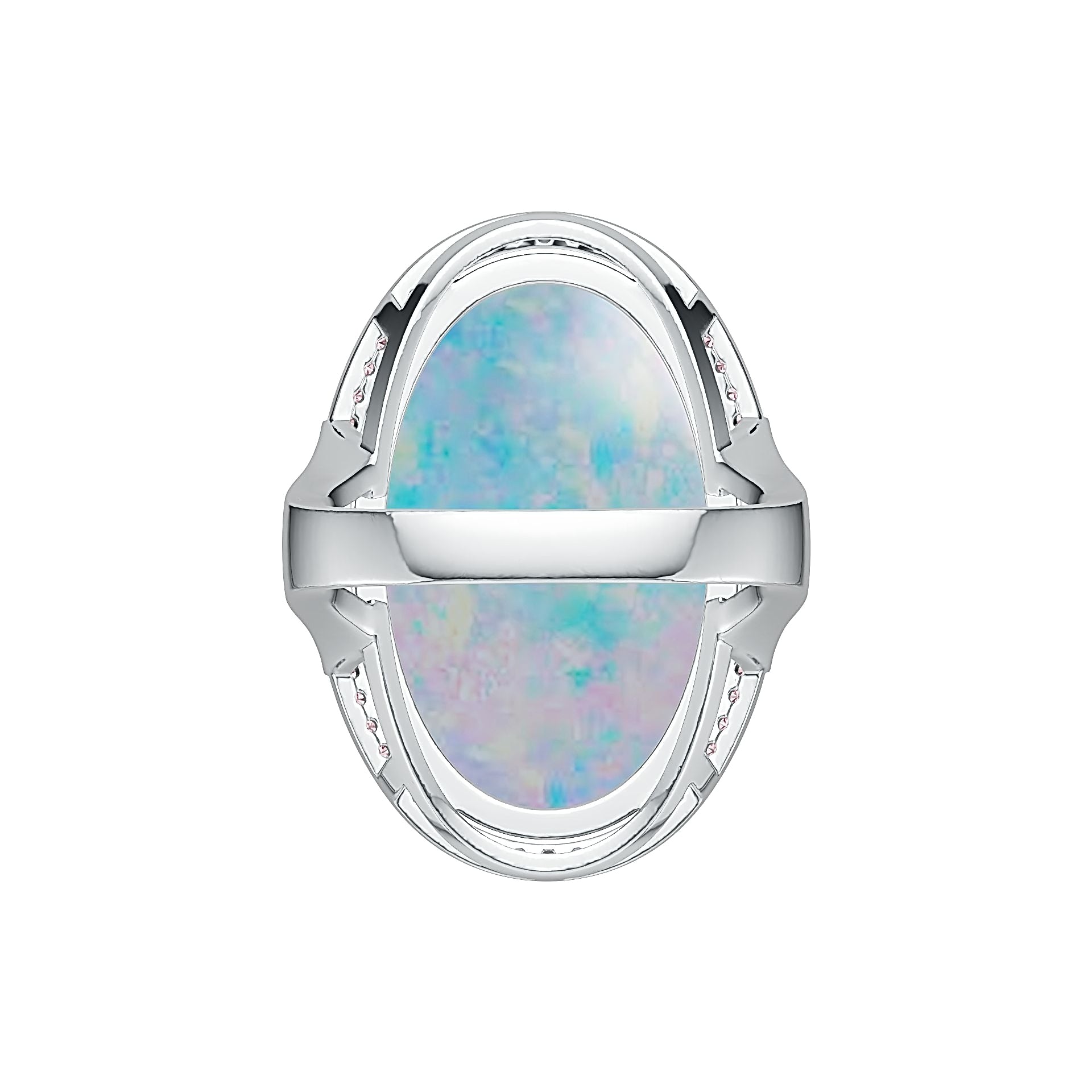 Sterling Silver Semi Mount Ring Setting Cabochon OV 25x16mm Halo White Topaz Syzjewelry