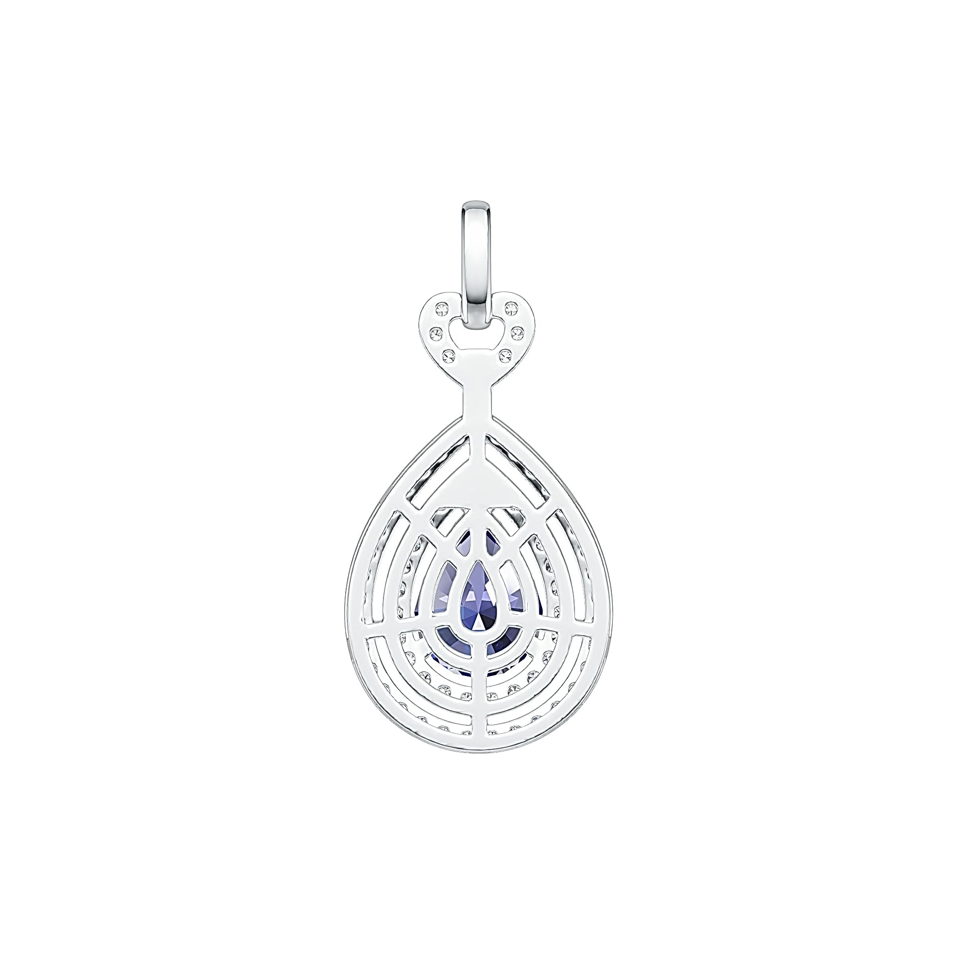 Sterling Silver Semi Mount Pendant Setting Pear PE 10X7mm Double Halo Syzjewelry