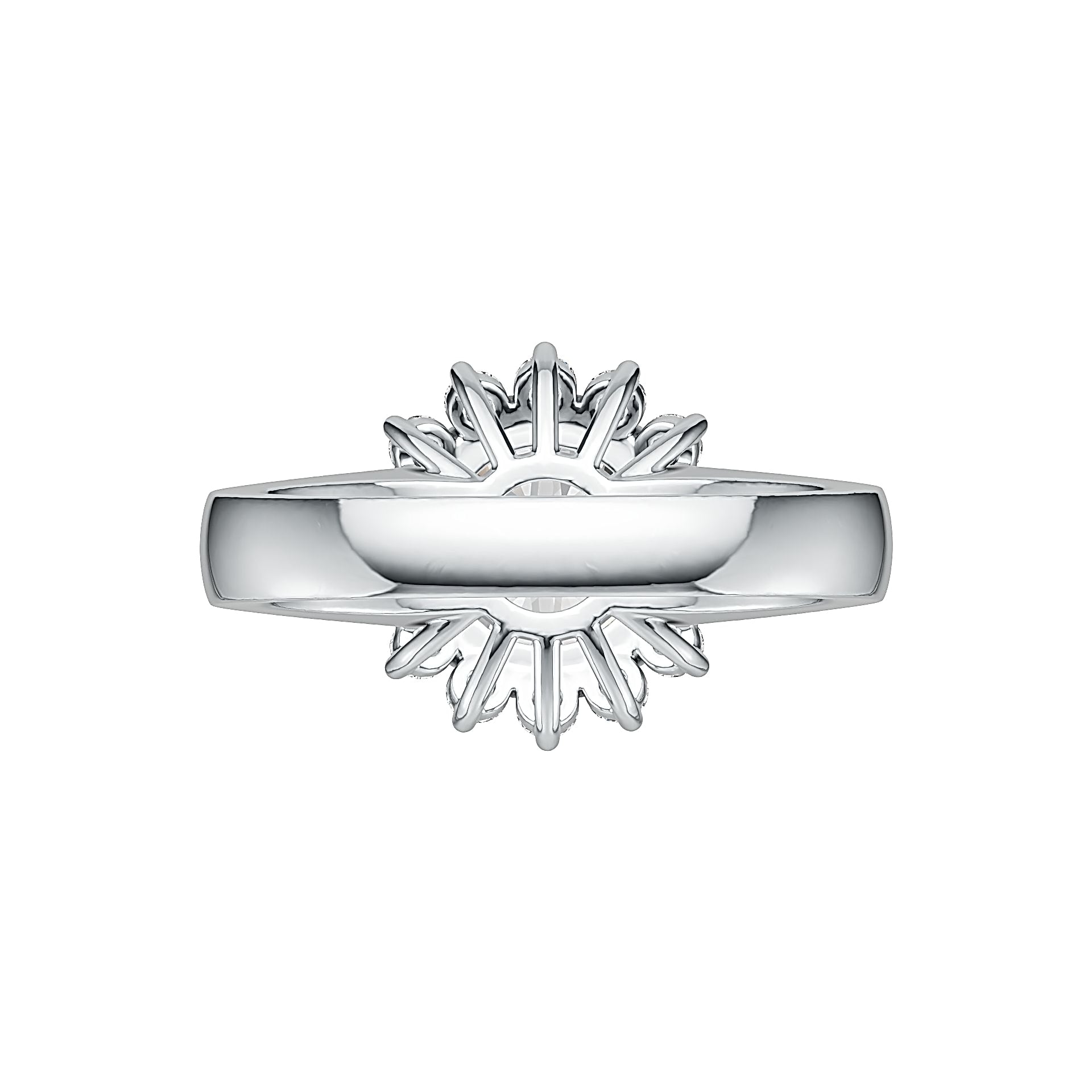 10K Gold Semi Mount Ring Setting Round RD 8x8mm Halo Moissanite Accent DHJ