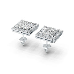 Platinum Semi Mount Earrings Setting Princess SQ 3X3mm with Diamond Accent DHJ