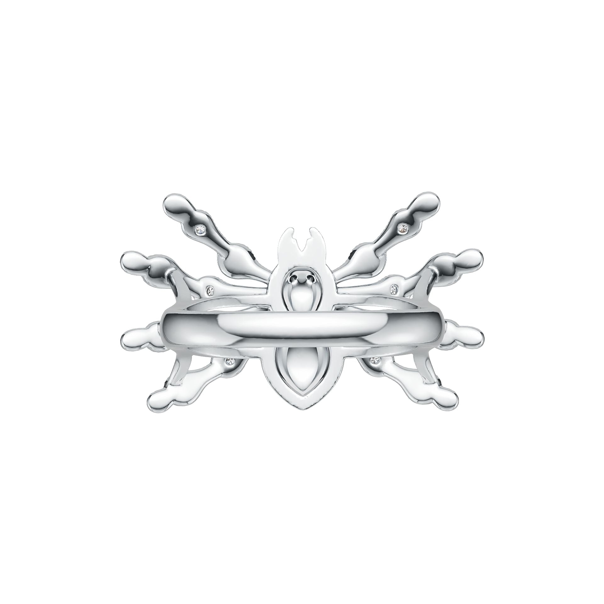 18K Gold Ring with or Moissanite Spider Theme Diamond Accent DHJ