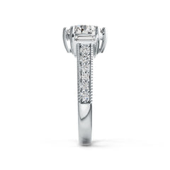 Platinum Semi Mount Ring Setting Round RD 8X8mm with Diamond Accent DHJ