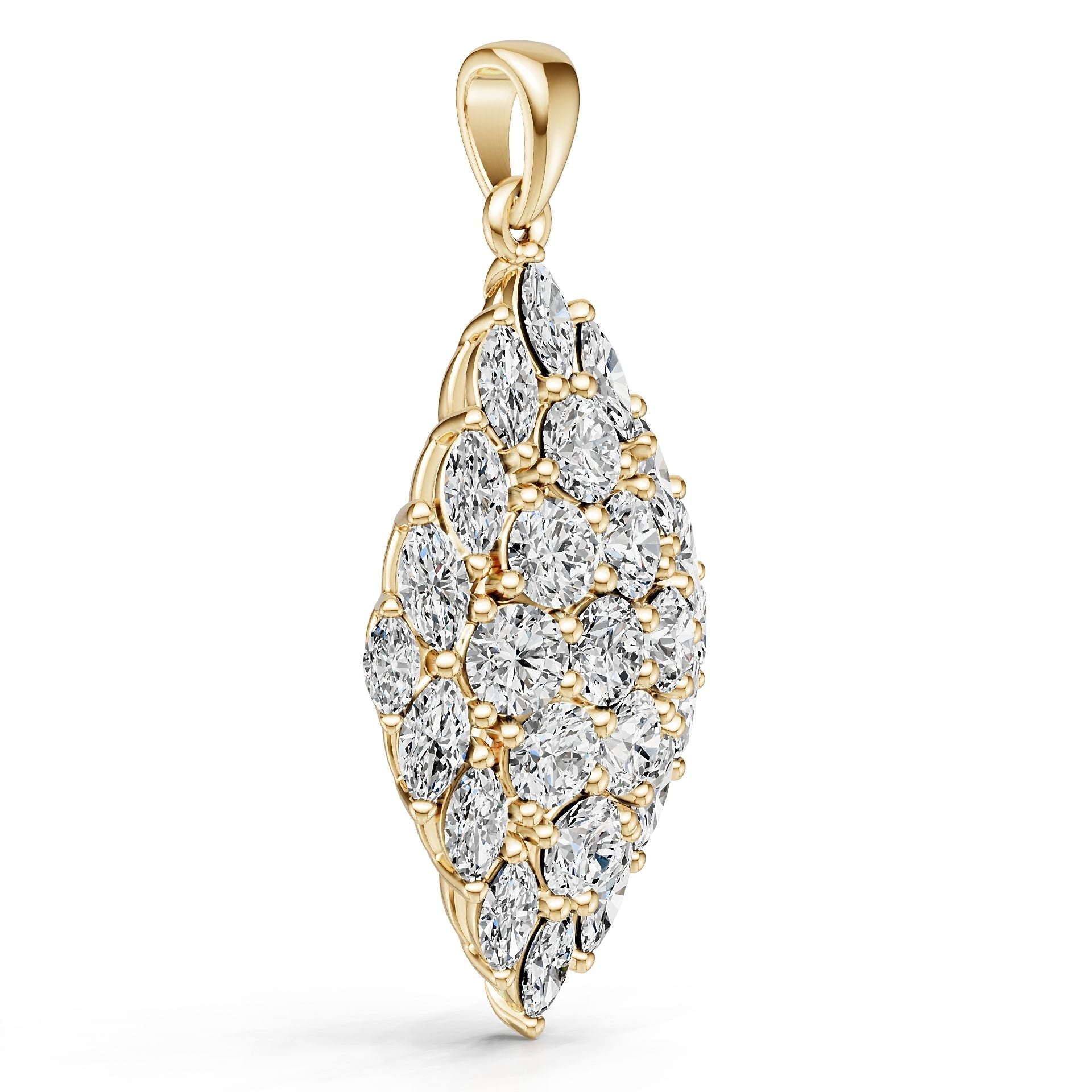 18K Gold Semi Mount Pendant Setting Round Ro 8x8mm Diamond Accent Syz Jewelry
