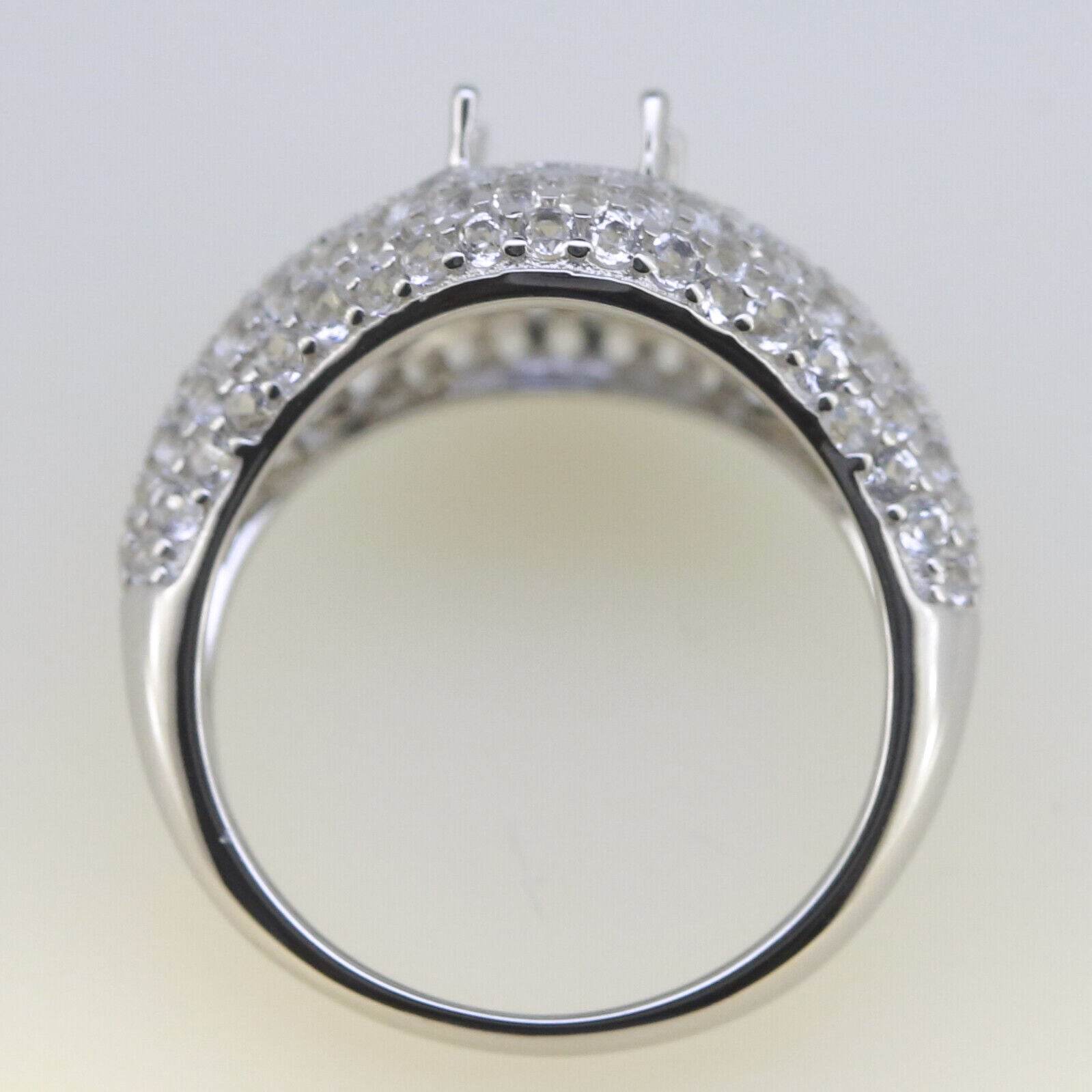 Platinum Semi Mount Ring Setting OV 8X6mm White Top Diamond Accent Syzjewelry