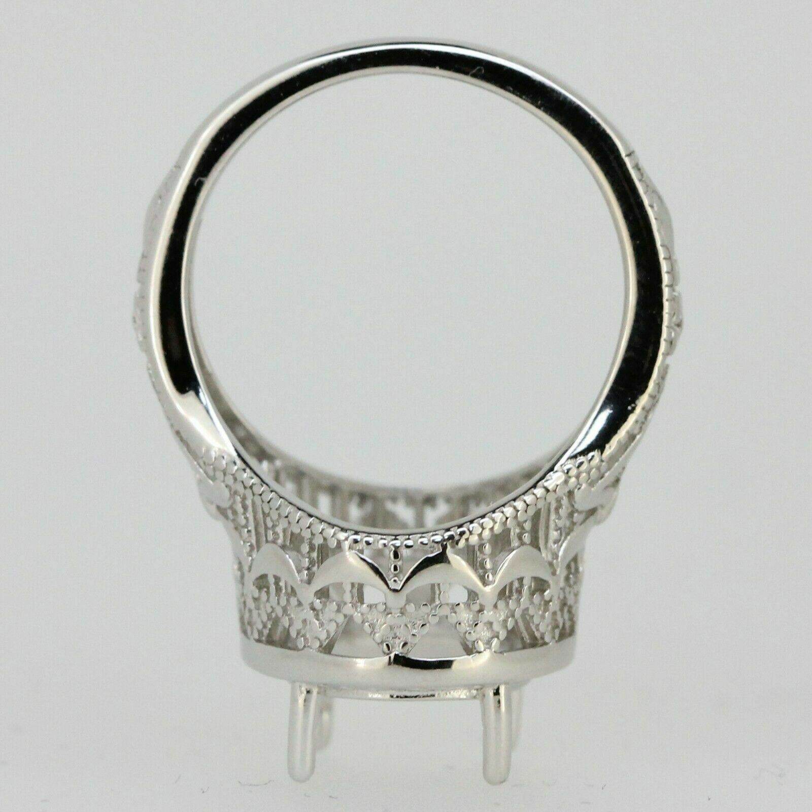 Platinum Semi Mount Ring Setting Oval OV 11x9mm Art Deco Style Syzjewelry