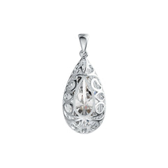18K Gold Semi Mount Pendant Setting Pear PE 25X13mm Halo Diamond Accent DHJ