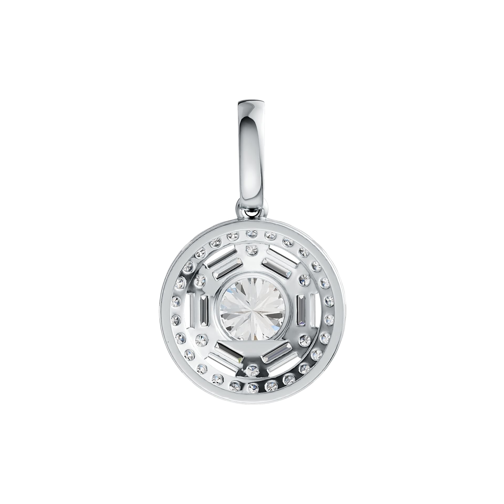 14K Gold Semi Mount Pendant Setting Round RD 8x8mm Halo Diamond Accent DHJ