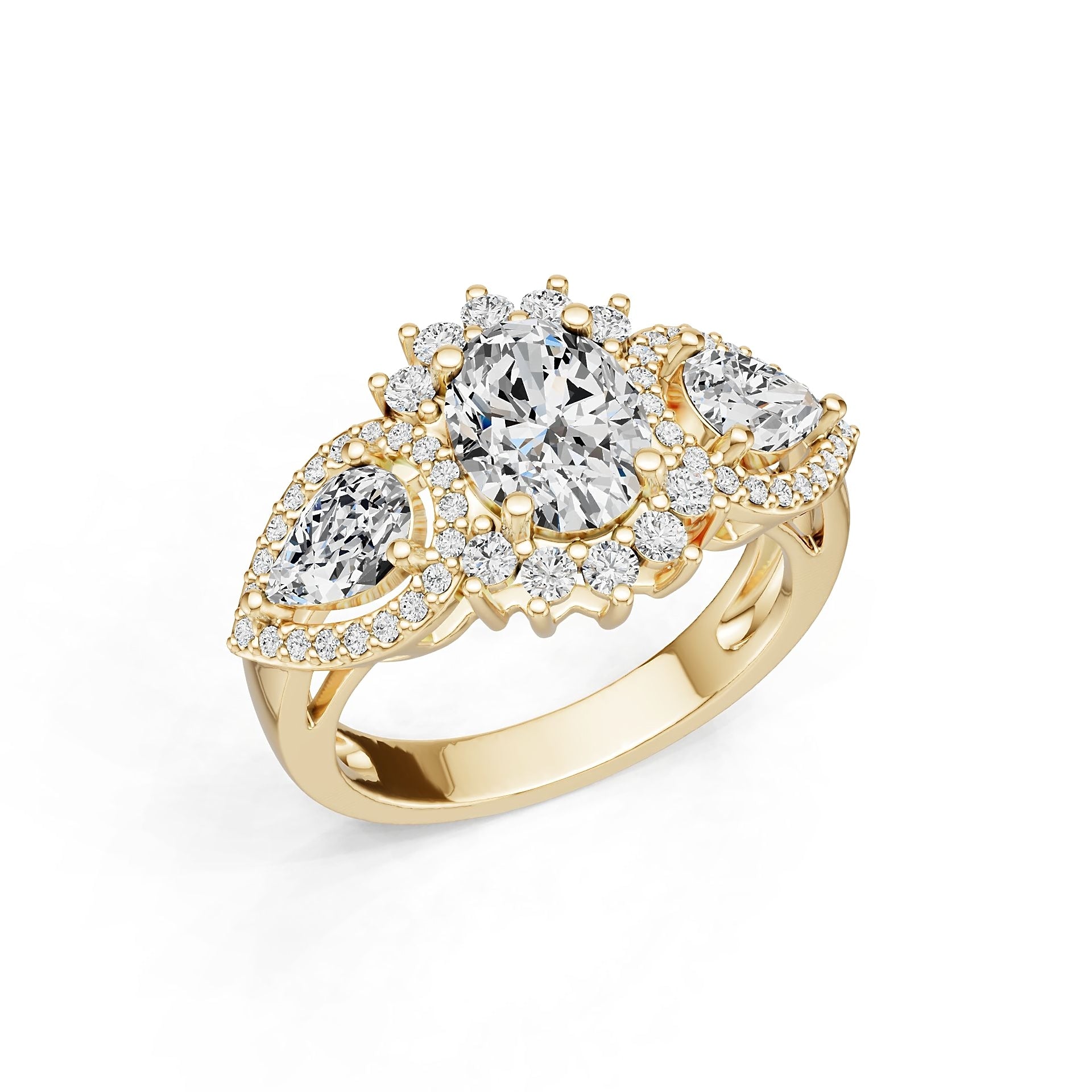 18K Gold Semi Mount Ring Setting Oval Ov 8x6mm Diamond Accent Syz Jewelry