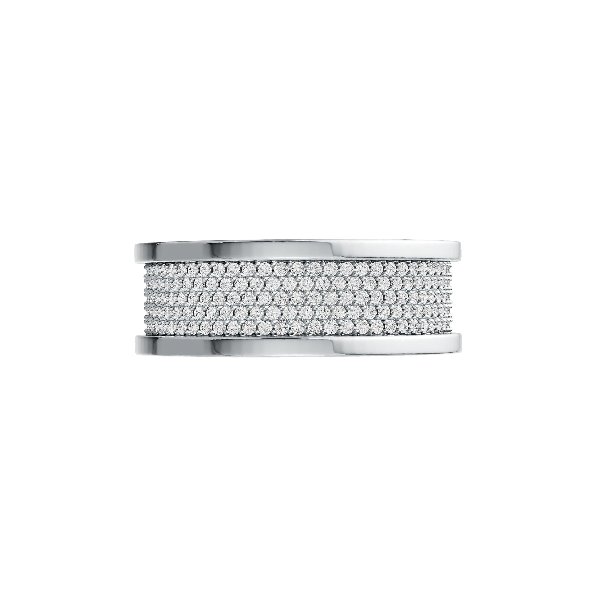 Sterling Silver Men's Wide Band Ring with White Topaz or Moissanite DHJ