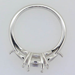 Platinum Semi Mount Ring Setting Oval OV 8x6mm PE 7x5mm 3 Stones Syzjewelry