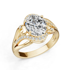 18K Gold Semi Mount Ring Setting Round Ro 5x9mm Diamond Accent Syz Jewelry