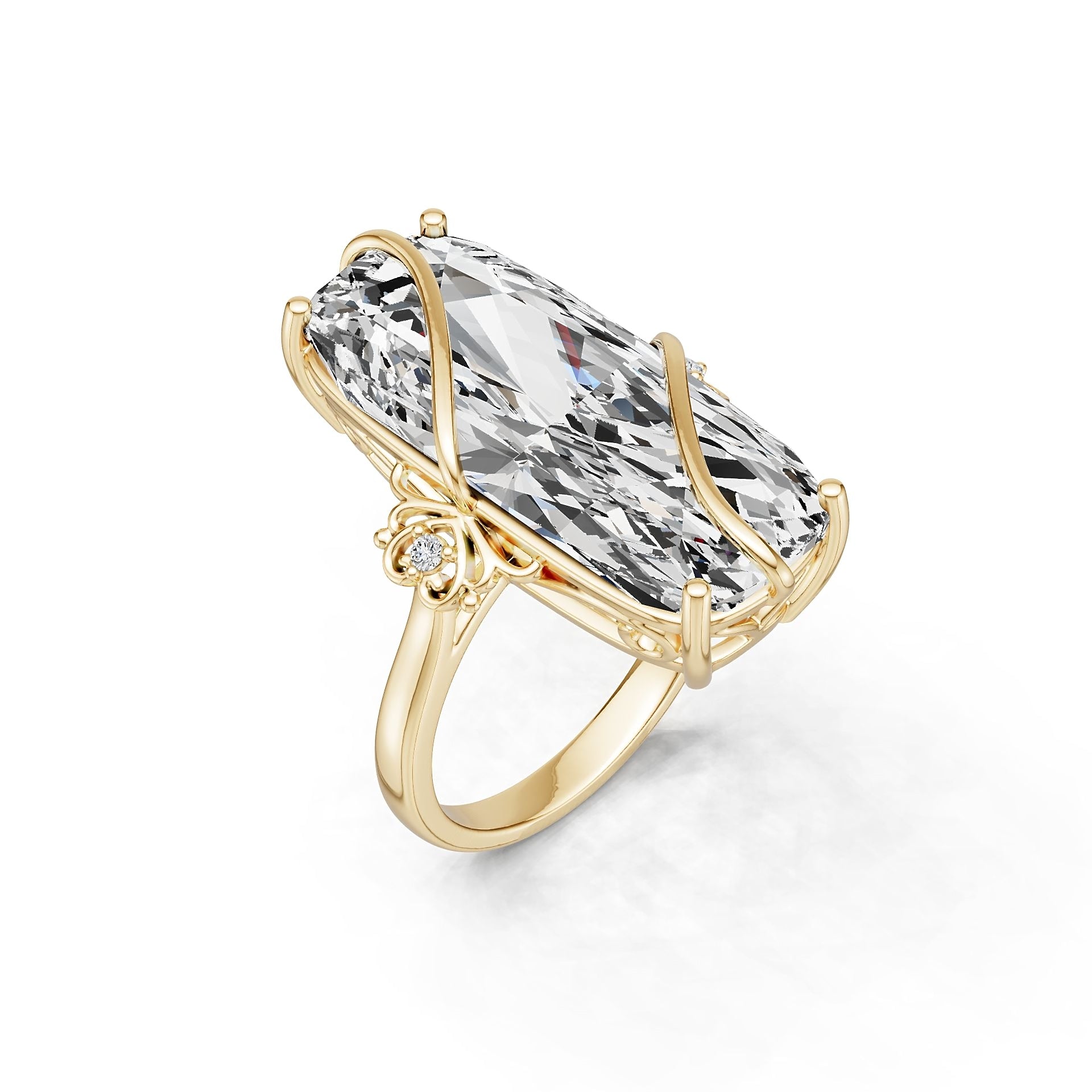 18K Gold Semi Mount Ring Setting Cushion Cu 5x12mm Diamond Accent Syz Jewelry