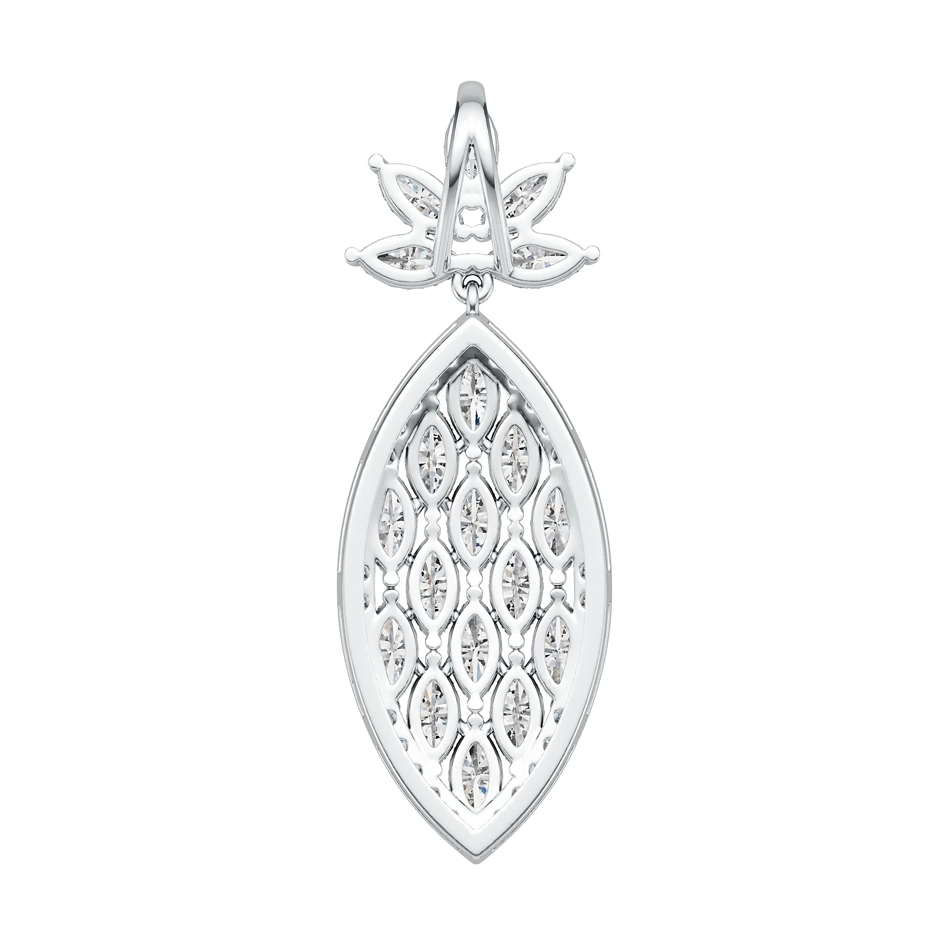 Sterling Silver Semi Mount Pendant Setting Marquise MQ 6X3mm Pineapple Theme DHJ