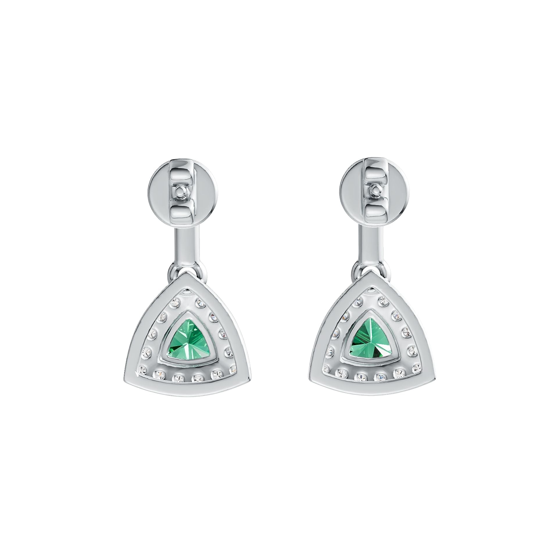 10K Gold Semi Mount Earrings Setting Trillion TL 4X4mm Moissanite Accent DHJ