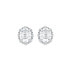 Platinum Semi Mount Earrings Setting Oval OV 6X4mm Diamond Accent DHJ