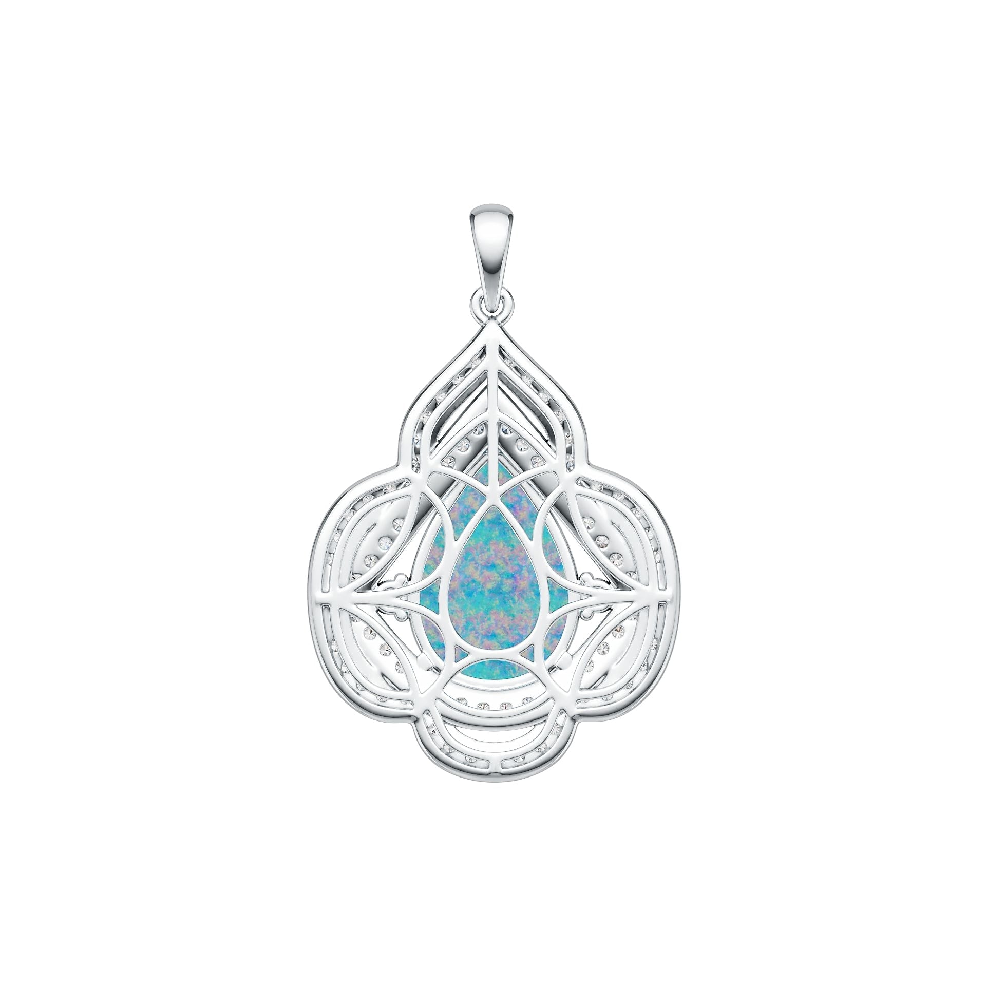 18K Gold Semi Mount Pendant Setting Pear PE 17X12mm Cabochon Diamond Accent DHJ