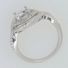 14K Gold Semi Mount Ring Setting Oval OV 8x6mm Halo Twisted Shank Diamond Accent Syzjewelry