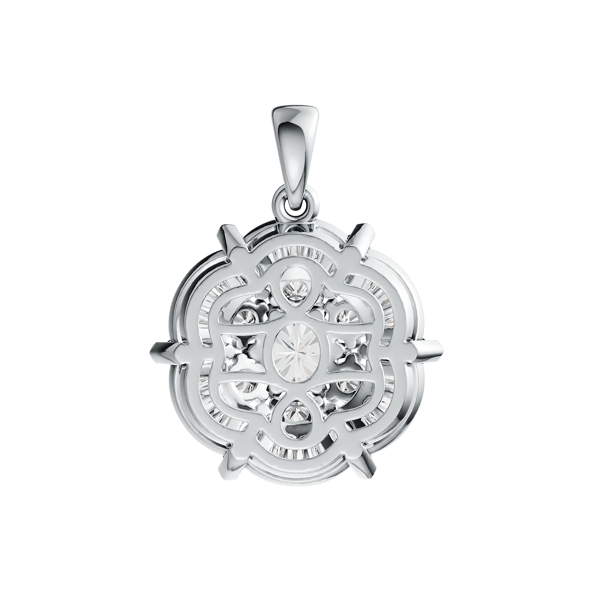 Sterling Silver Semi Mount Pendant Setting Round RD 6x6mm with White Topaz DHJ