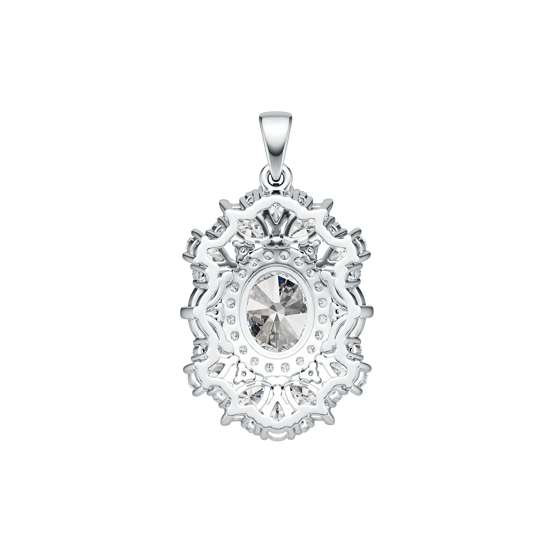 10K Gold Semi Mount Pendant Setting Oval OV 10X8mm Moissanite Accent DHJ