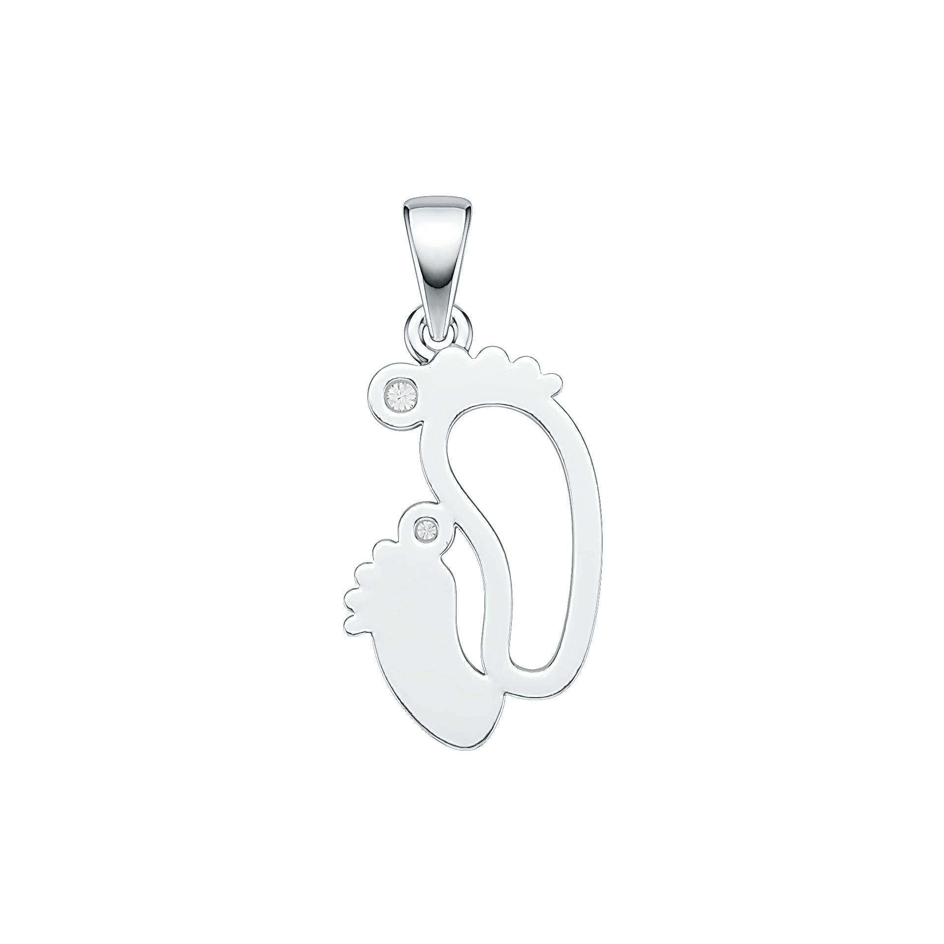 Sterling Silver Semi Mount Pendant Setting Round RD 2x2mm Mom and Baby Feet Pendant DHJ