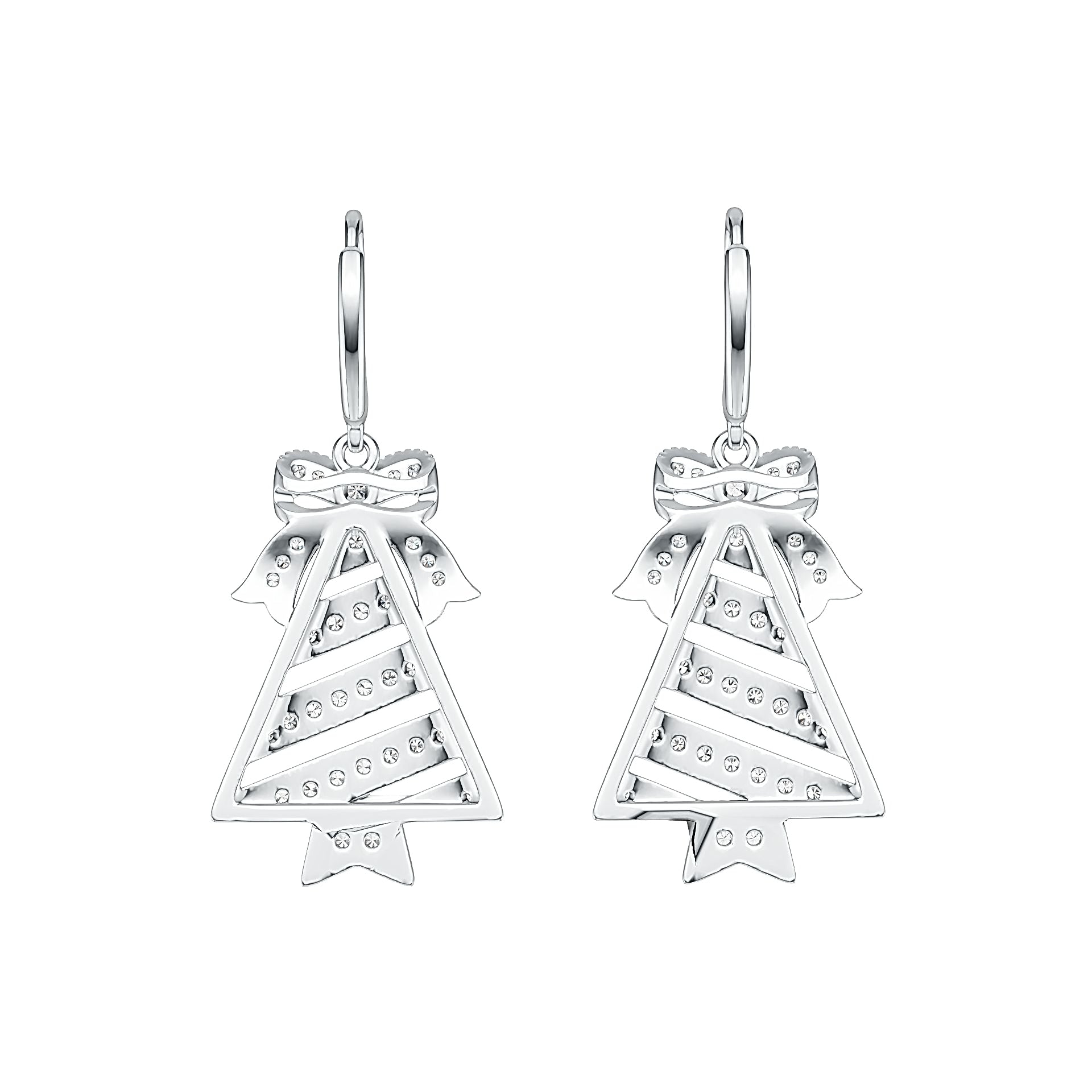 Platinum Earrings Christmas Tree Theme with or Moissanite Diamond Accent DHJ