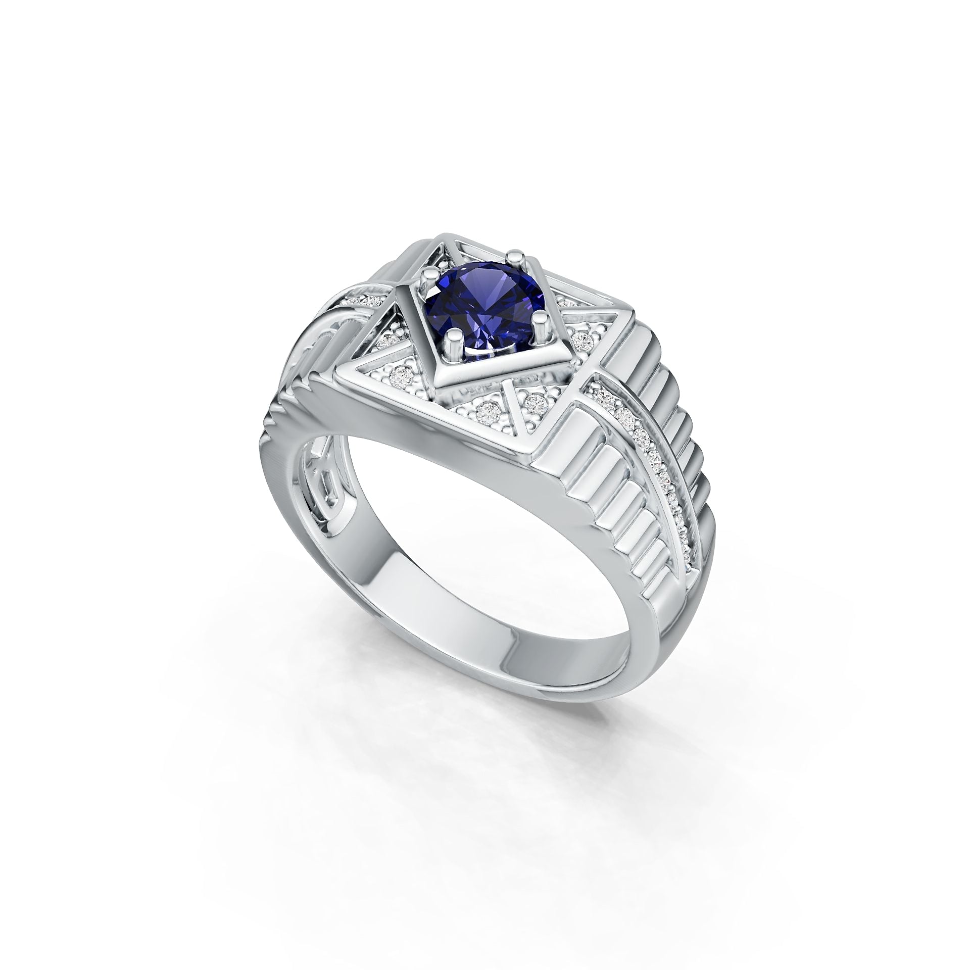 Men's Sterling Silver Semi Mount Ring Setting Round RD 6x6mm DHJ