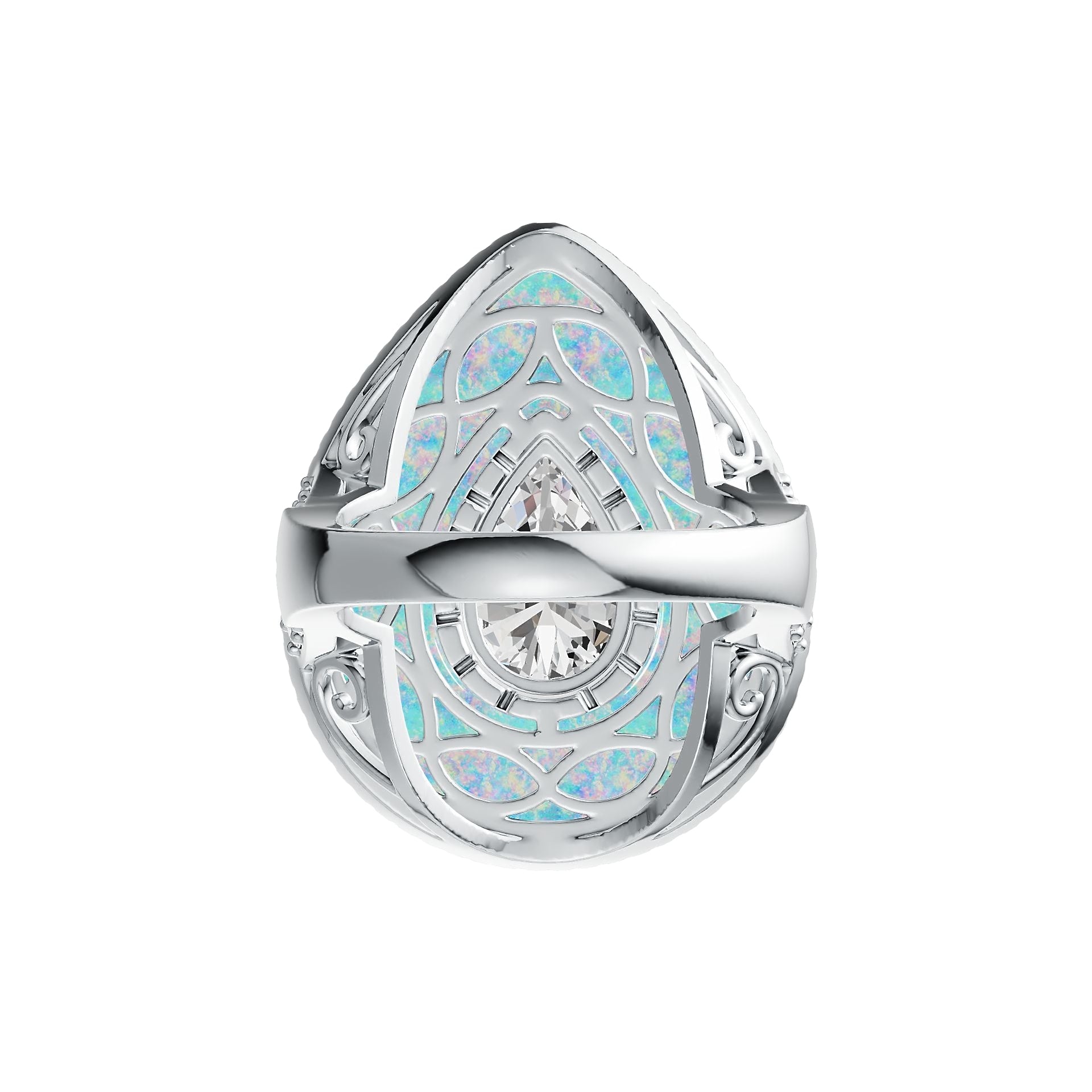Sterling Silver Semi Mount Ring Setting Pear PE Cabochon 25X20mm PE 12X8mm DHJ