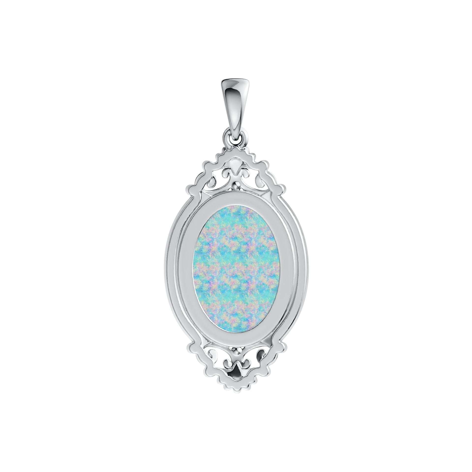 Platinum Semi Mount Pendant Setting Oval OV 18x13mm Art Nouveau Cabochon DHJ