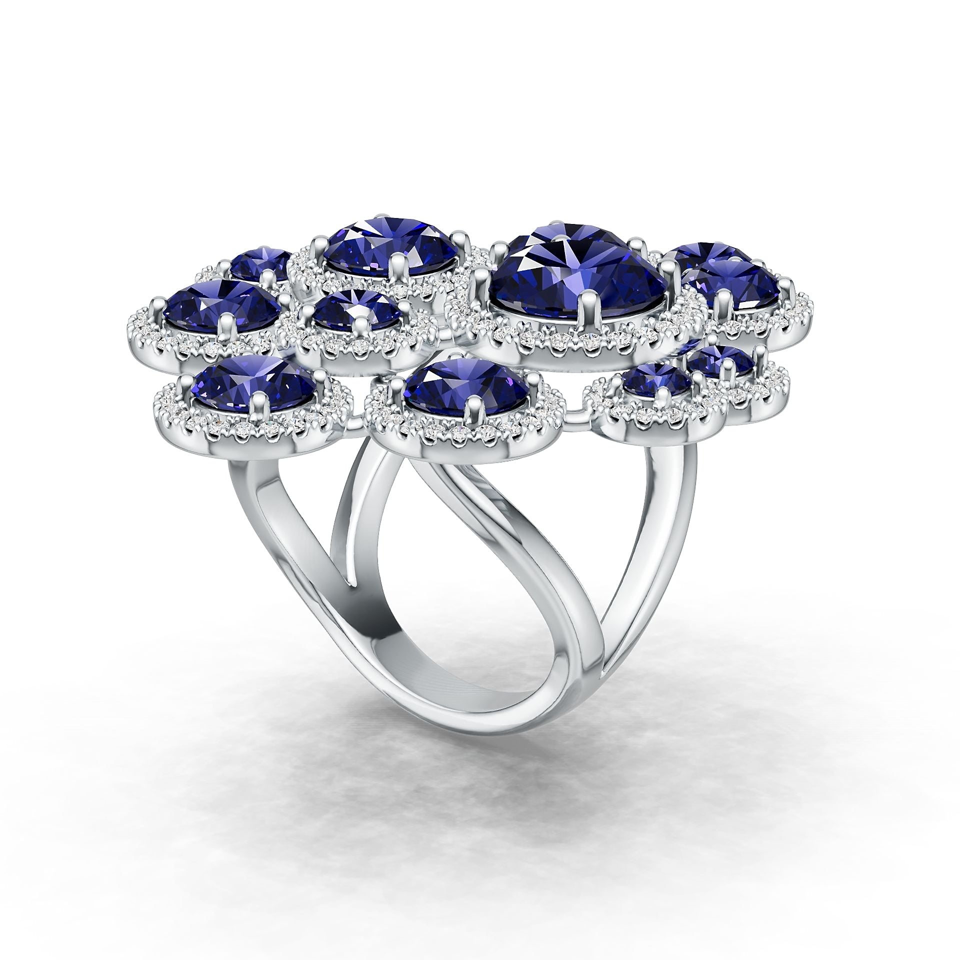 18K Gold Semi Mount Ring Setting Round Rd 9.5mm Diamond Accent Syzjewelry