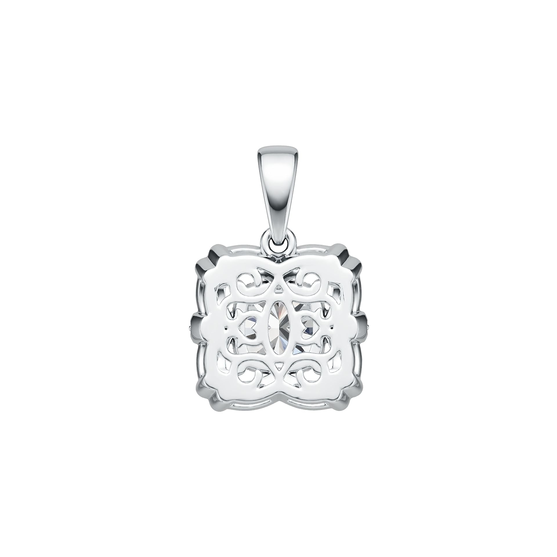 Sterling Silver Semi Mount Pendant Setting Cushion CU 7X7mm with White Topaz Accent Syzjewelry