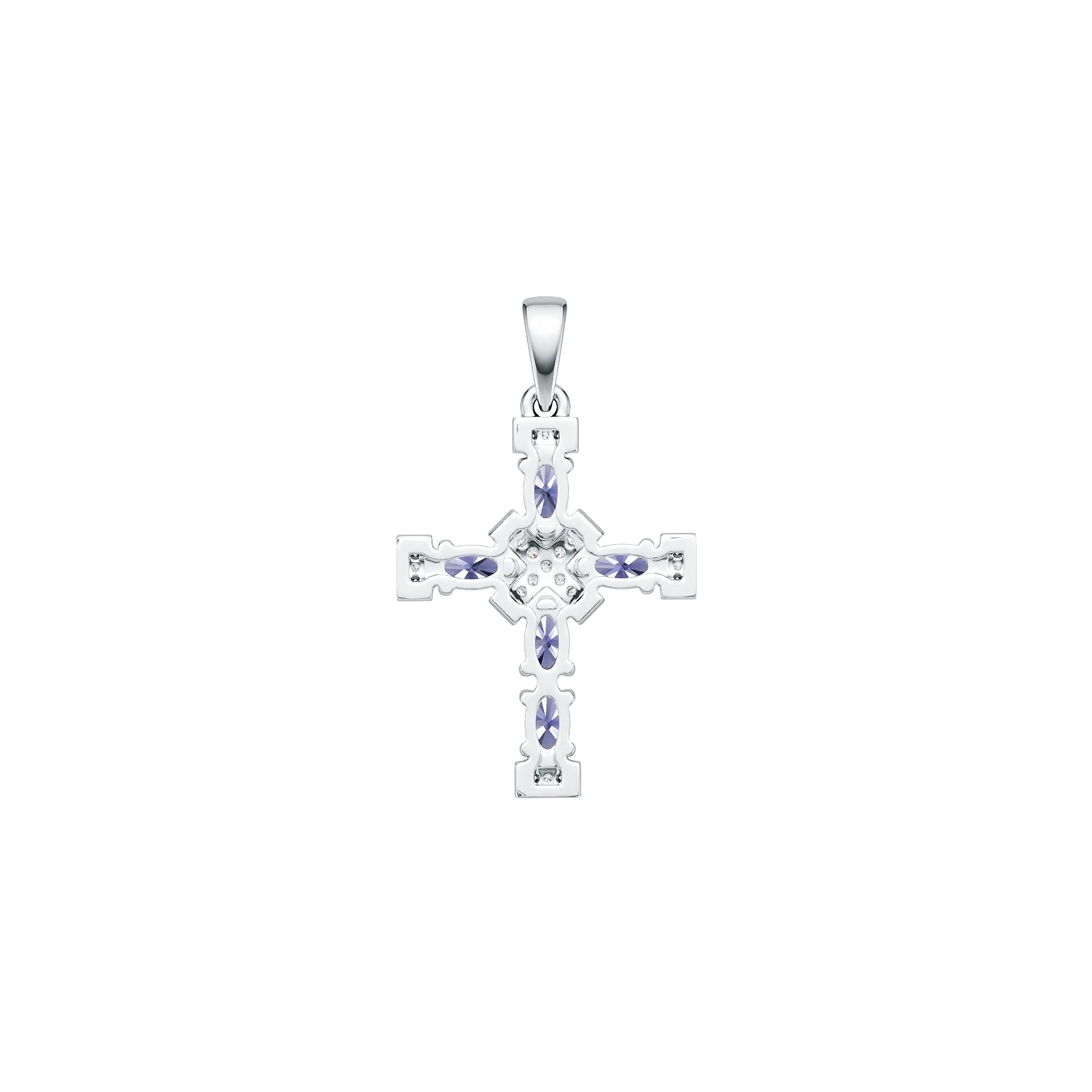 14K Gold Semi Mount Pendant Setting Oval OV 5x3mm Cross Theme Diamond Accent DHJ