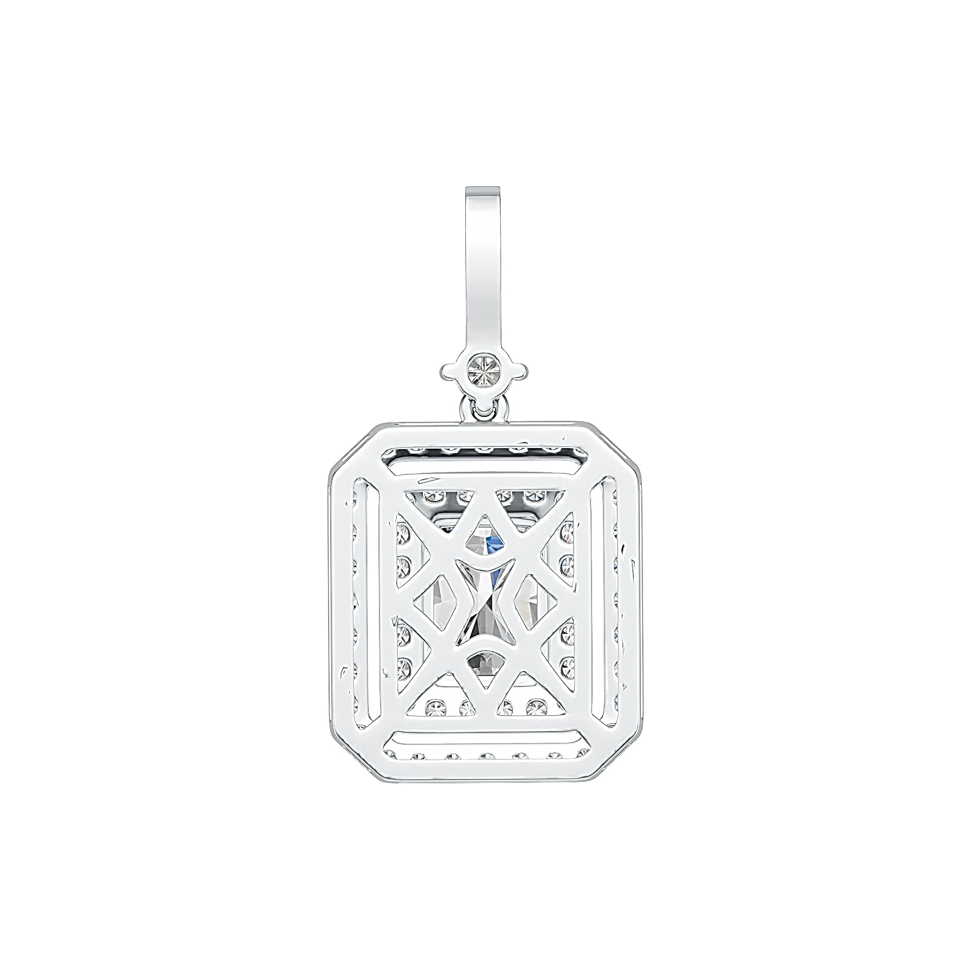 Sterling Silver Semi Mount Pendant Setting Emerald OCT 9x7mm Double Halo Syzjewelry