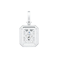 Sterling Silver Semi Mount Pendant Setting Emerald OCT 9x7mm Double Halo Syzjewelry