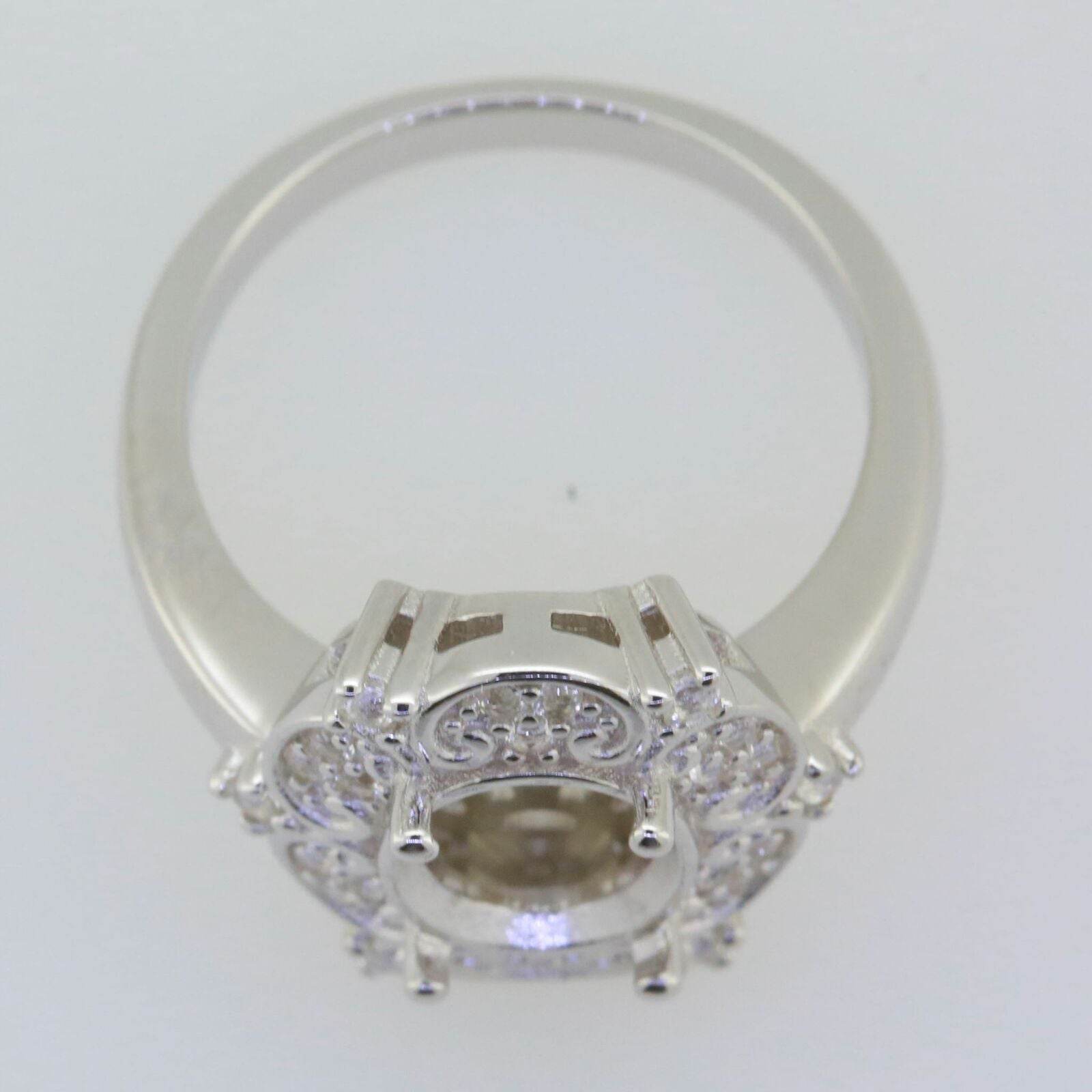 18K Gold 10K or 14K Gold Semi Mount Ring Setting Oval OV 10x8mm Halo Art Nouveau Style Diamond Accent Syzjewelry