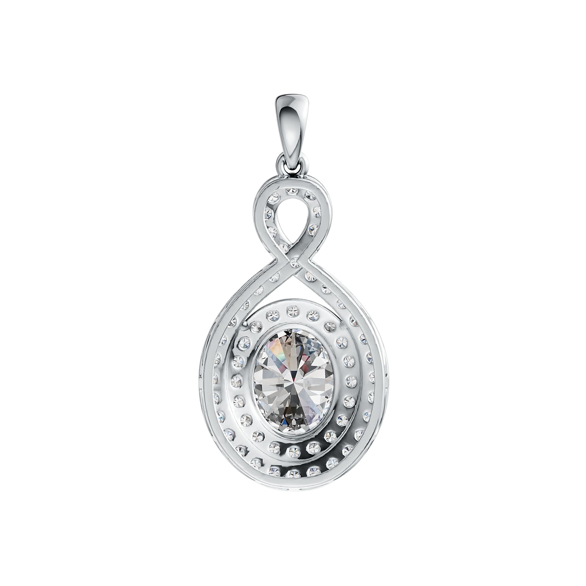 Sterling Silver Semi Mount Pendant Setting Oval OV 10X8mm Double Halo DHJ