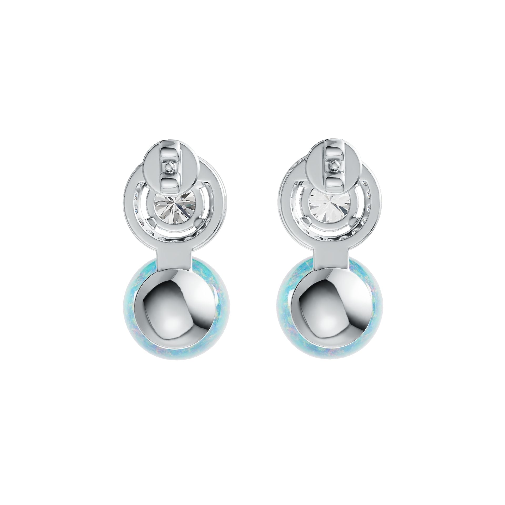 14K Gold Semi Mount Earrings Setting Round RD 9x9mm RD 5x5mm Diamond Accent DHJ