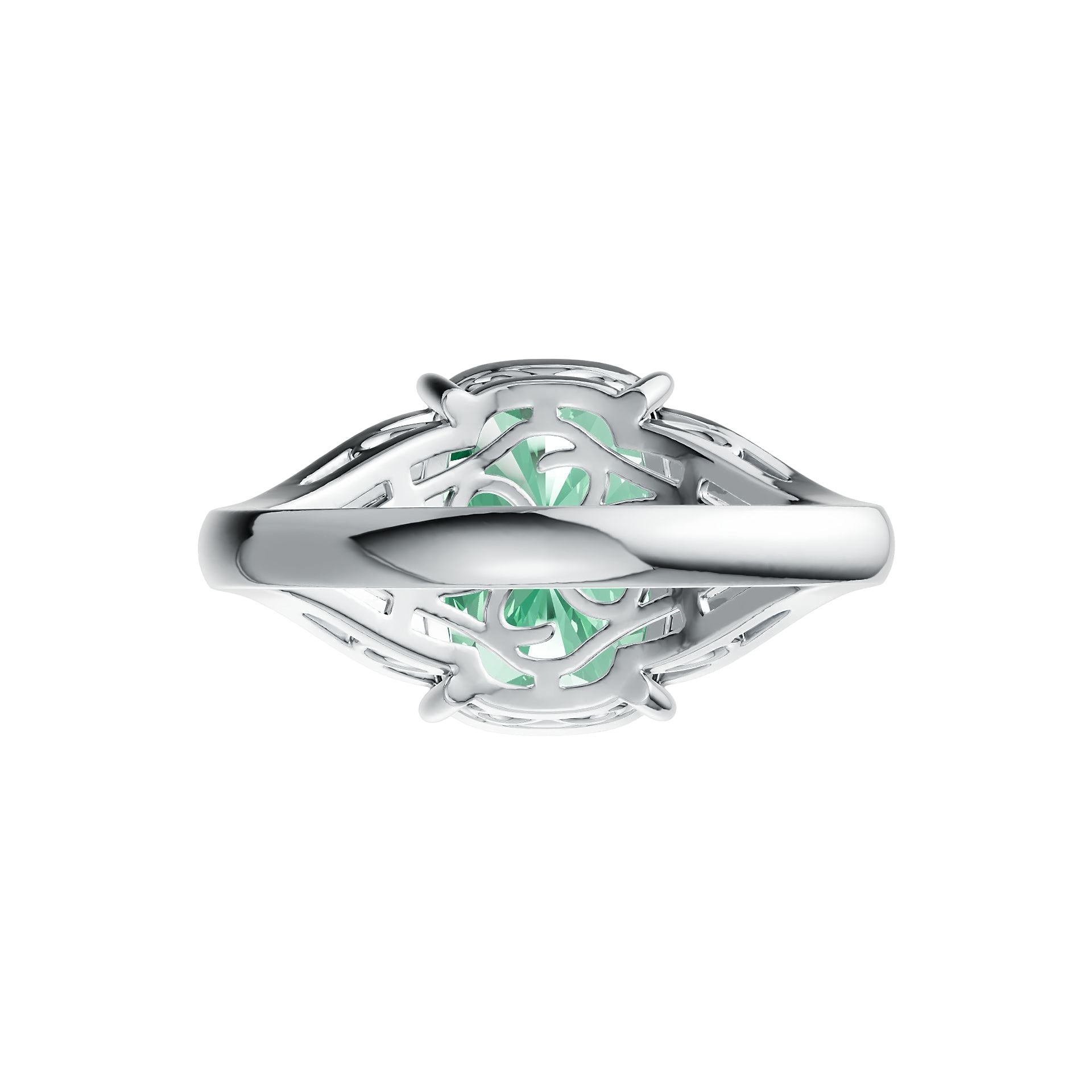 10K Gold Semi Mount Ring Setting Cushion CU 14X10mm TRI 4X4mm Moissanite Accent DHJ