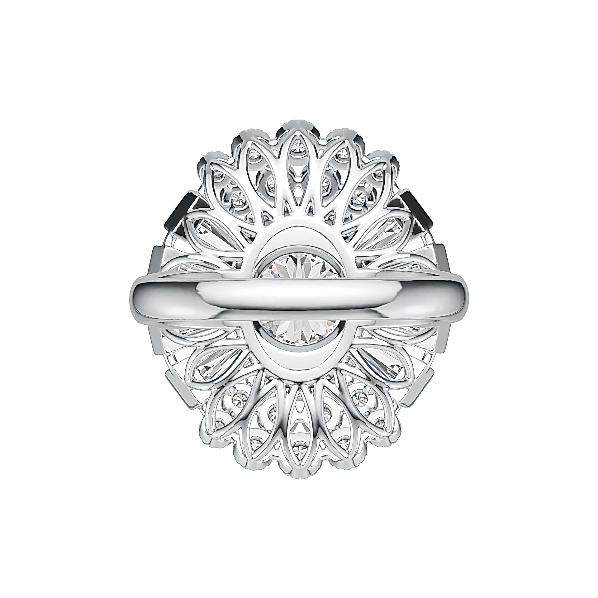 Platinum Semi Mount Ring Setting Round RD 8x8mm BAG 6X3mm Diamond Accent DHJ